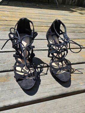 [3 for $25] Chinese Laundry lace up suede black heel size 8.5
